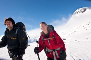 two outdoor enthusiasts in the snow